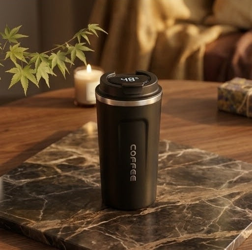 Mug Thermos LED Thermyne coloris Noir, écran de température intégré