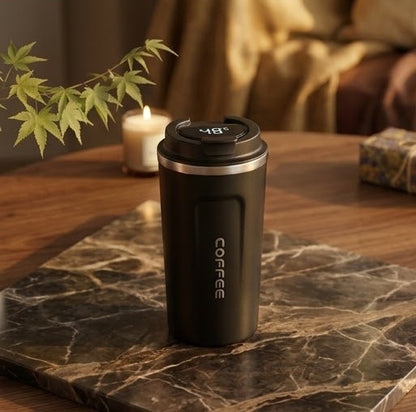 Mug Thermos LED Thermyne coloris Noir, écran de température intégré