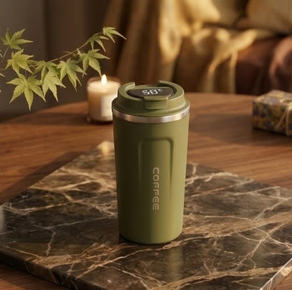 Mug Thermos LED Thermyne coloris Vert, écran de température intégré
